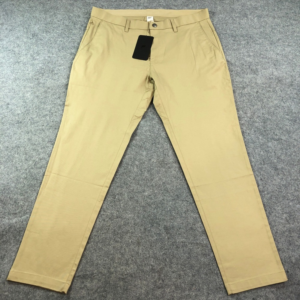 Fabletics The High Side Mens Chino Pants 36x32 (fits 36x30) Khaki Slim Fit Golf